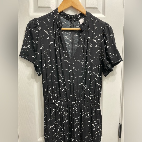 ETT TWA by Anthropologie Karlie Jumpsuit Novelty Print Wide Leg Black White Med - Picture 7 of 12